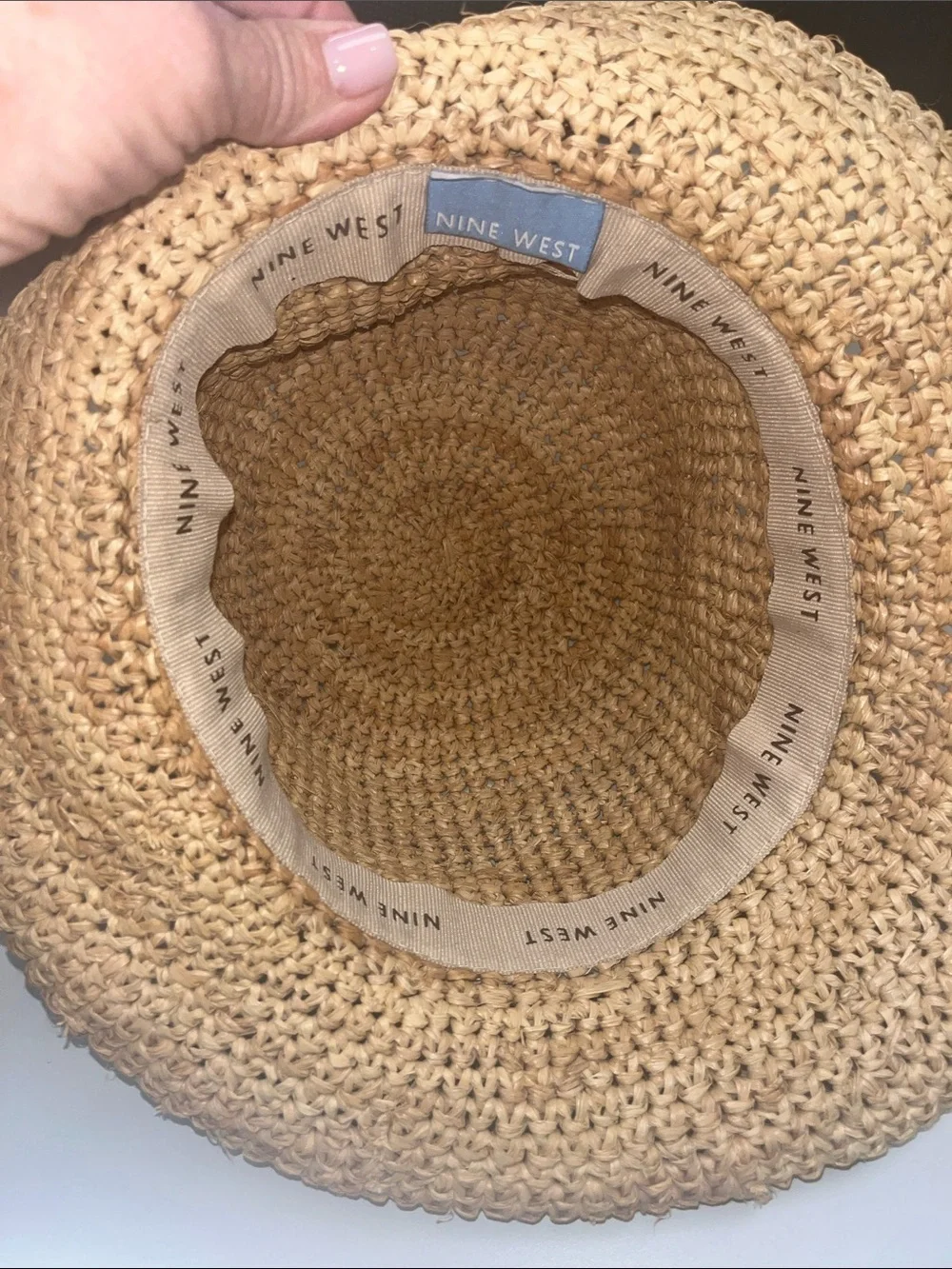 Nine West Beige Woven Straw / Raffia Sun Hat with band